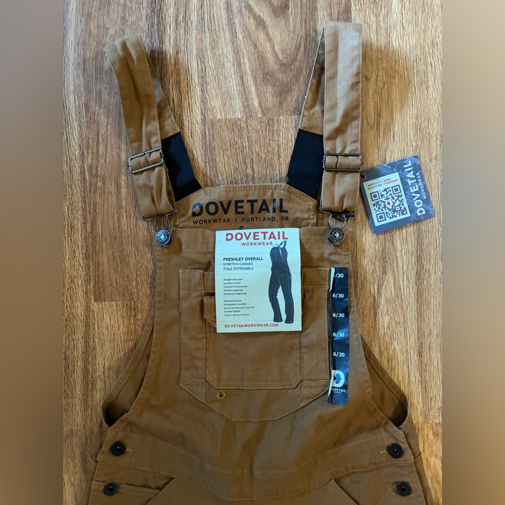 New! Dovetail Workwear, multiple size, Freshley Overalls, Saddle Brown Canvas - Picture 3 of 5